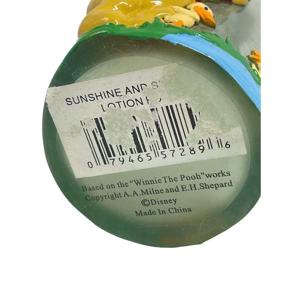 Vintage Winnie the Pooh Sunshine  Soap / Lotion  Dispenser 8” Glass RARE
